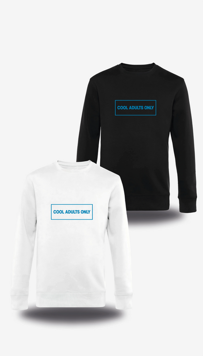 T-shirt manches longues Cool Adults Only en blanc et noir, vus de face, design amour, humour, papa, grand parent