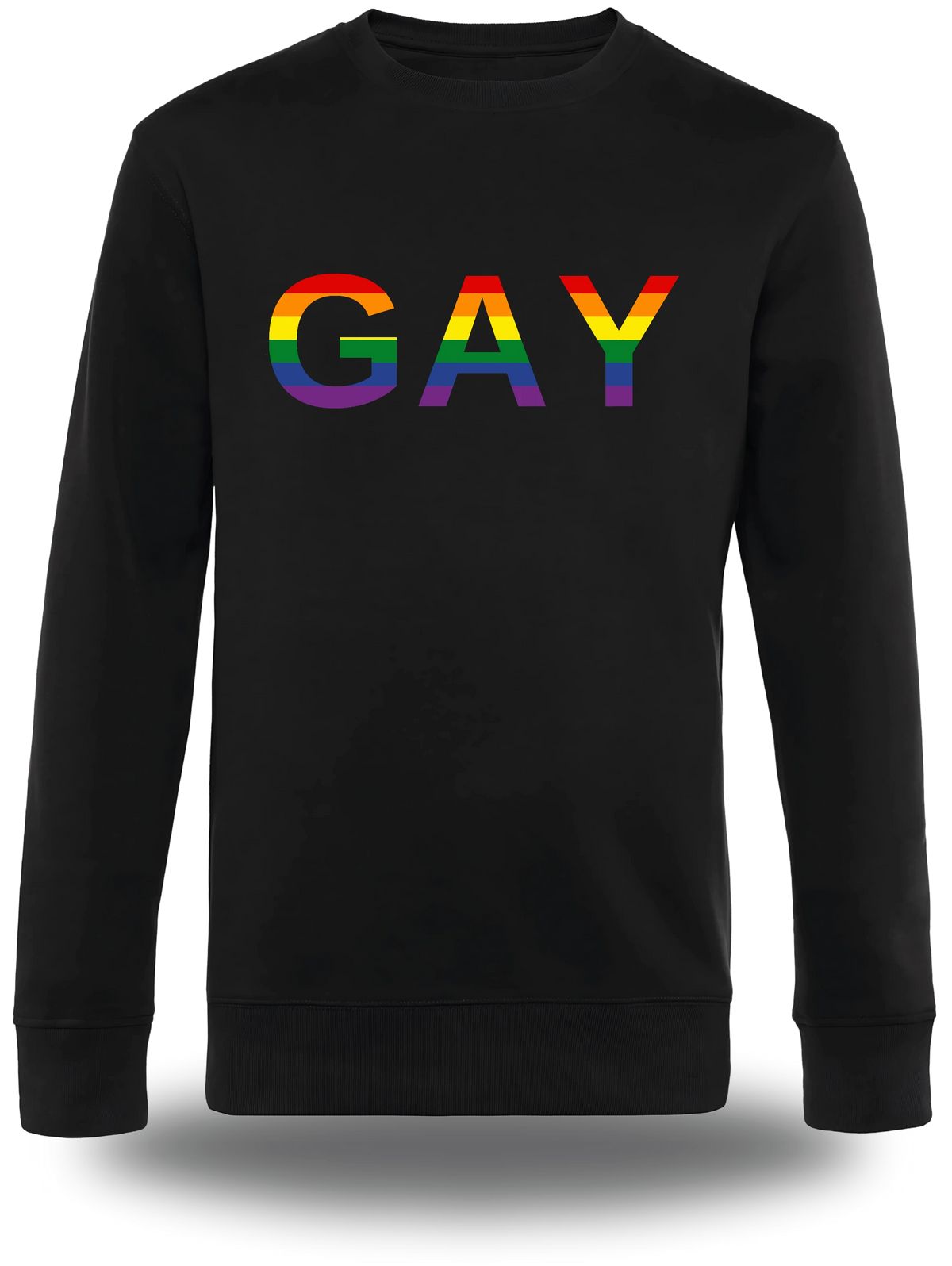 T-shirt manches longues noir « Gay » vu de face, design communauté et lgbt
