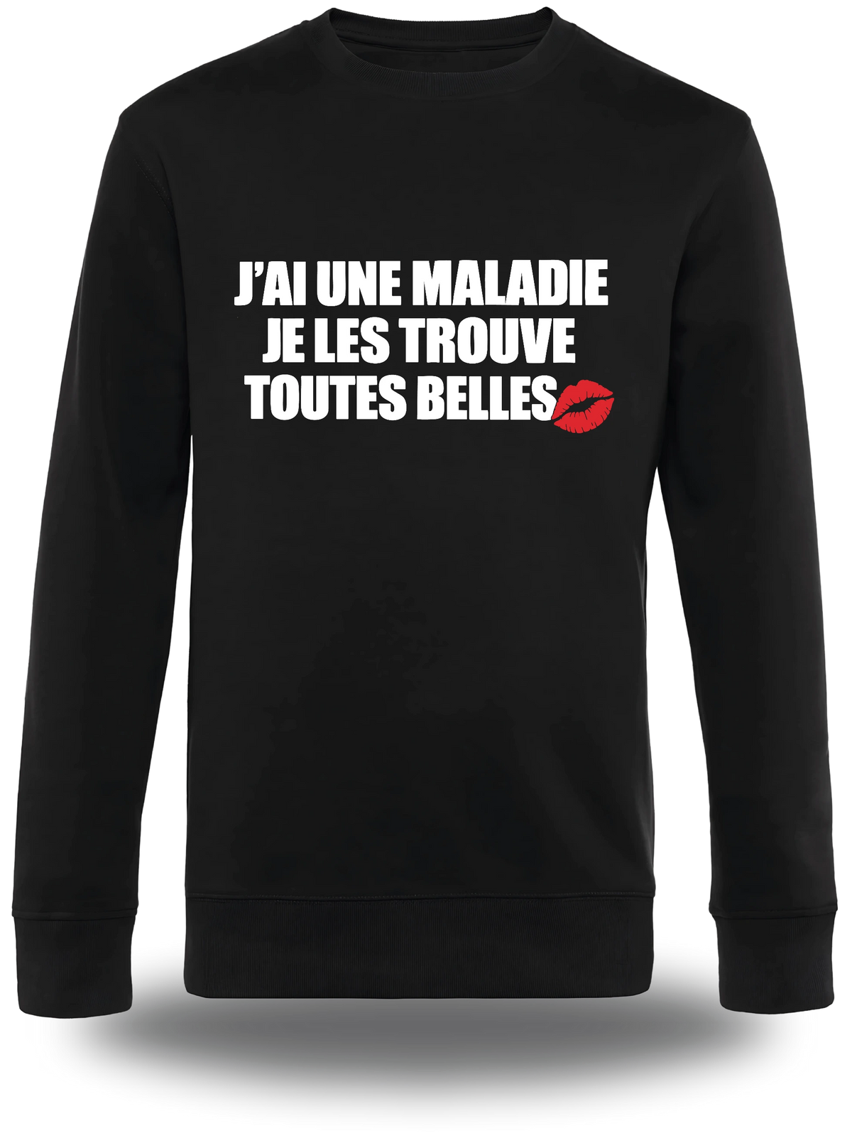 T-shirt manches longues noir Je Les Trouves Toutes Belles vu de face, design humour, humour beauf, musique, sexy nana