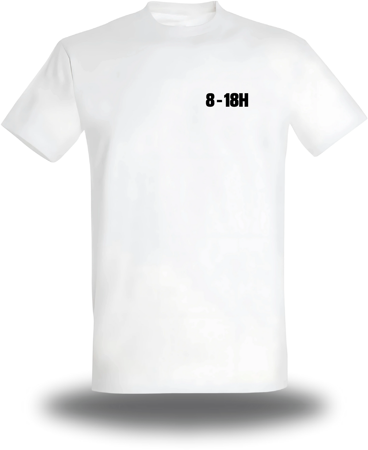 T-shirt blanc Manifestation Lycée 8h 18h Plus Le Temps De Se Br vu de face, design humour, communauté, politique, punch
