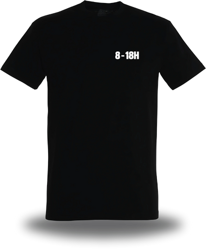 T-shirt noir Manifestation Lycée 8h 18h Plus Le Temps De Se Br vu de face, design humour, communauté, politique, punch