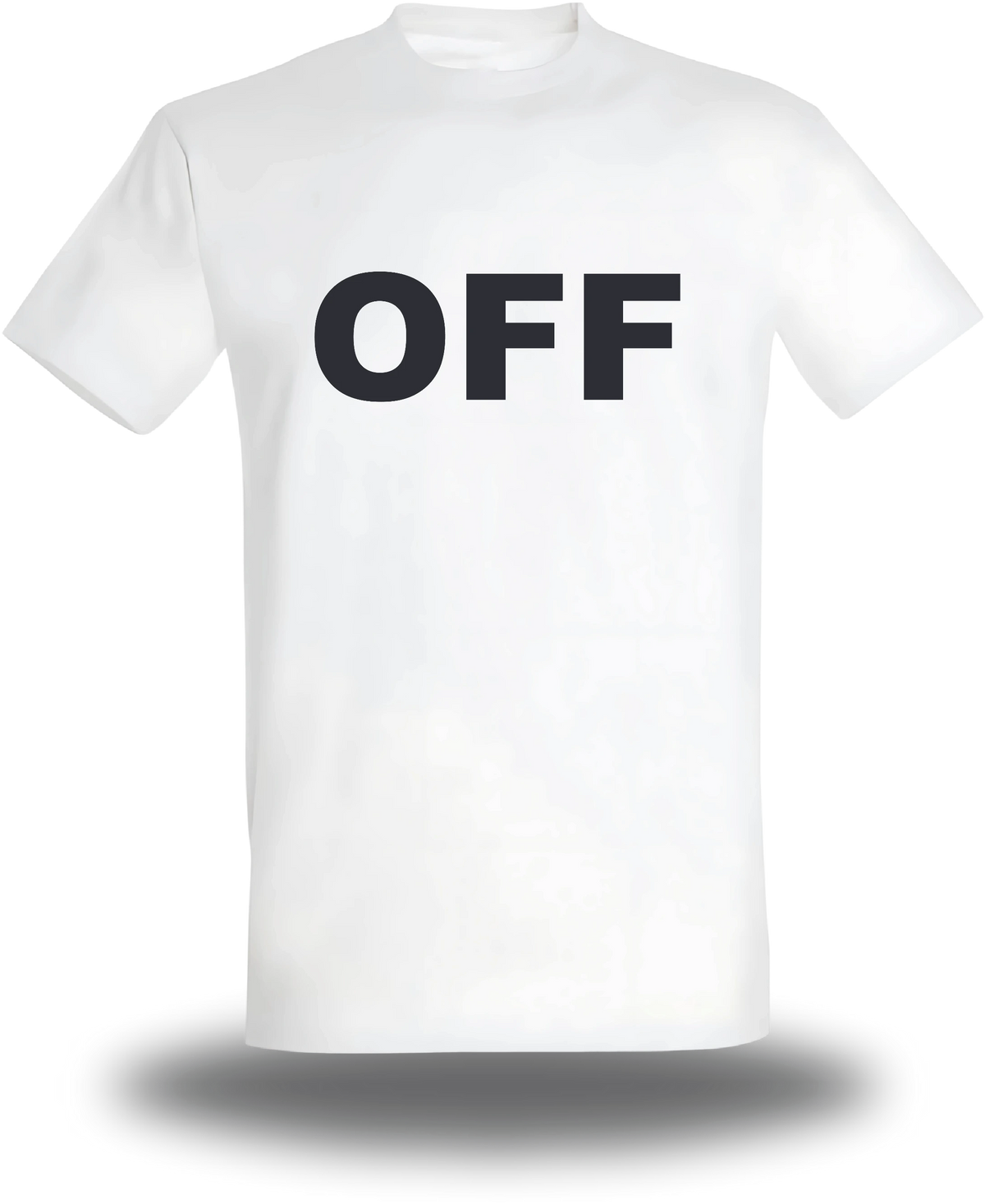 T-shirt blanc Off vu de face, design humour, T-shirt Off, dimanches, famille