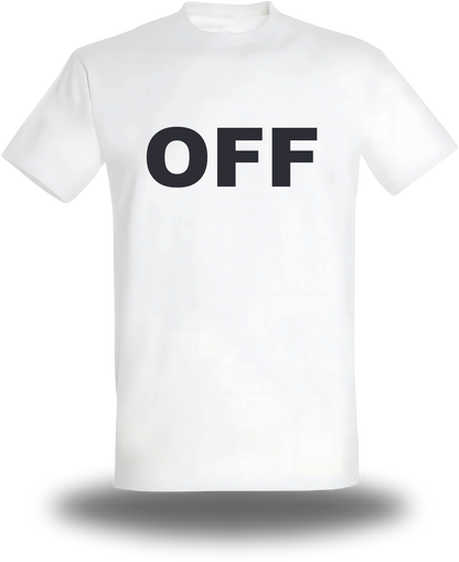 T-shirt blanc Off vu de face, design humour, T-shirt Off, dimanches, famille