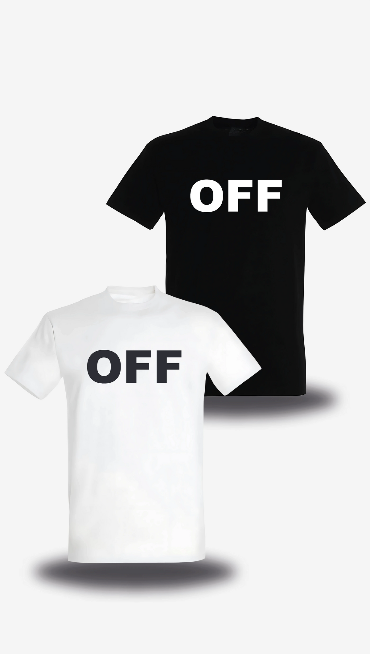 T-shirt Off en blanc et noir, vus de face, design humour, T-shirt Off, dimanches, famille